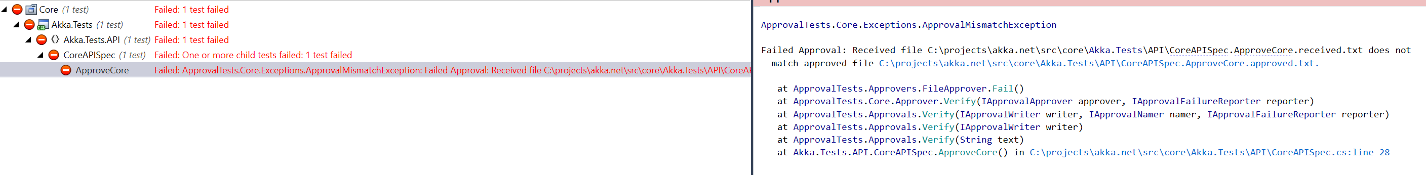 Failed API approval test